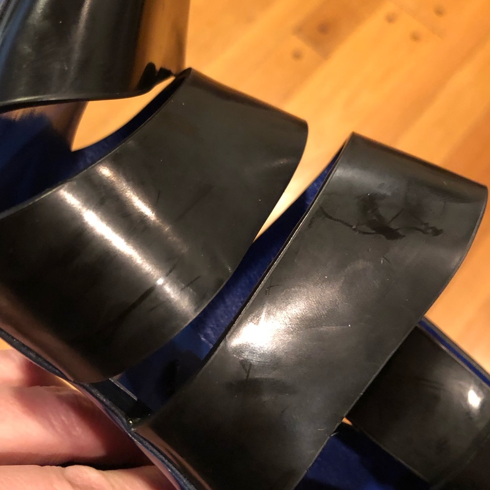 Proenza Schouler Black Blue Patent Leather Strappy Heels Sandals - Picture 15 of 16